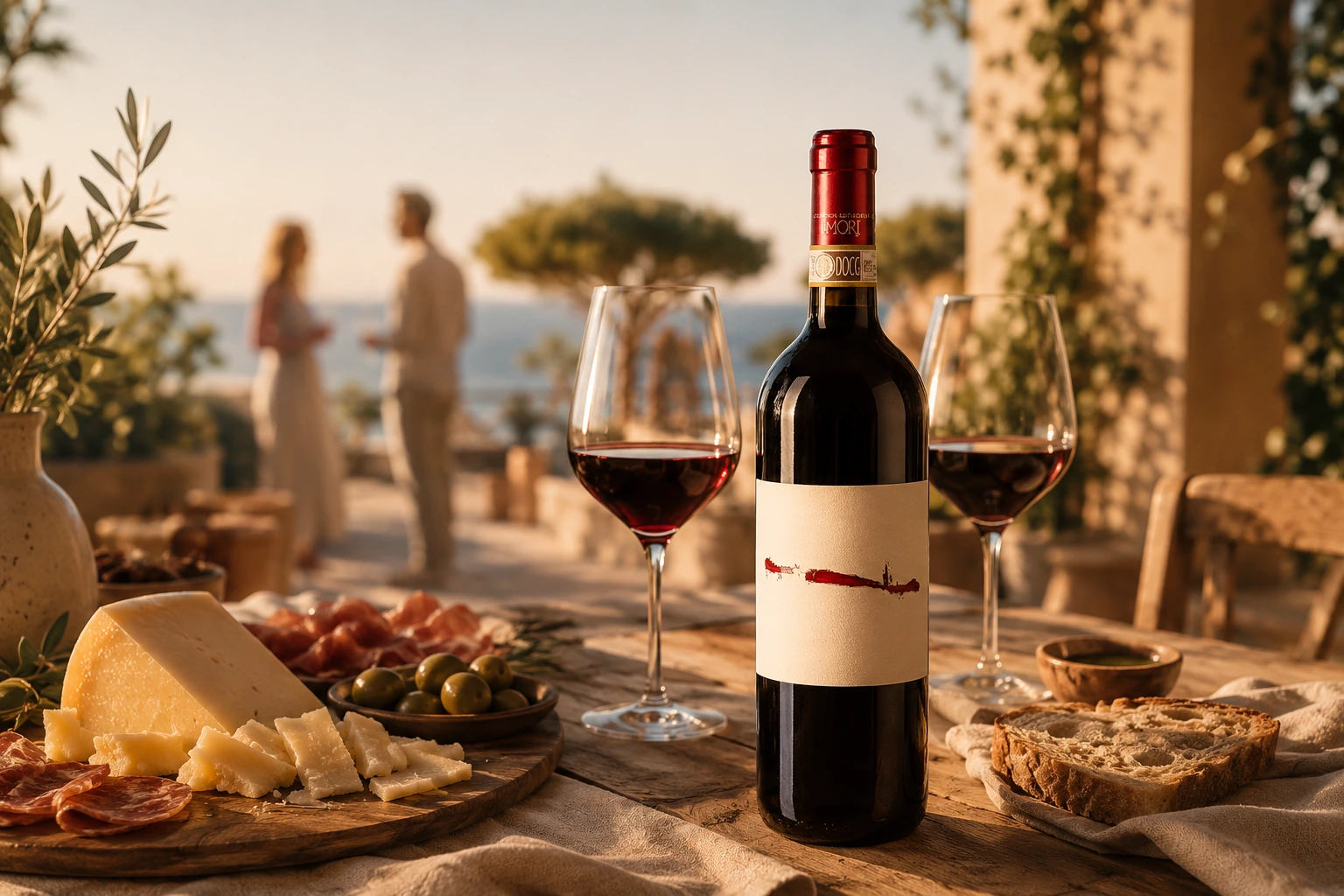 Tavola di degustazione con prodotti tipici toscani